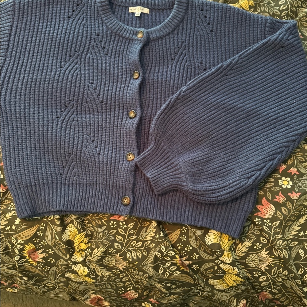Blue Cable Knit Women's Sweater